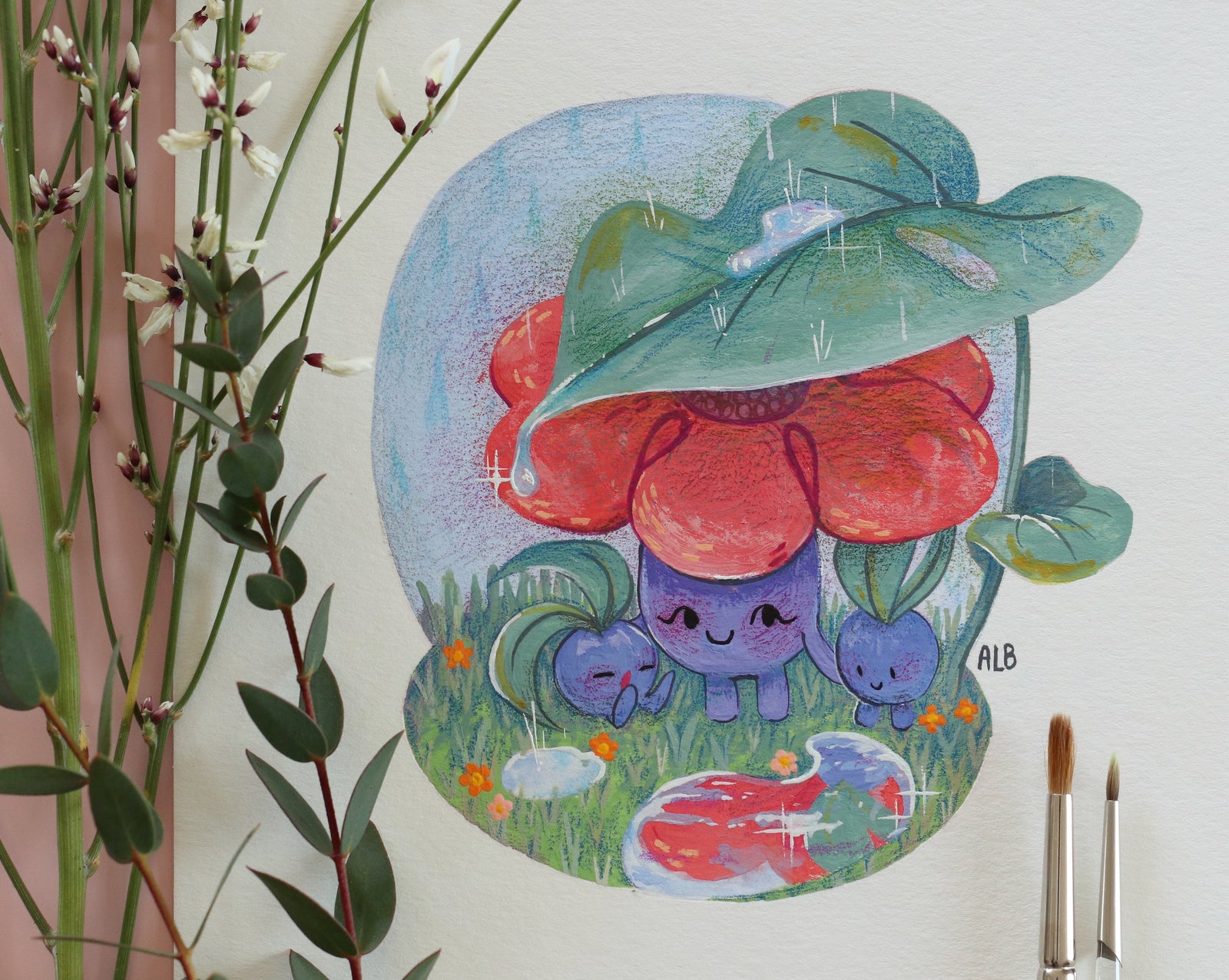 Original Painting: Vileplume and Oddish